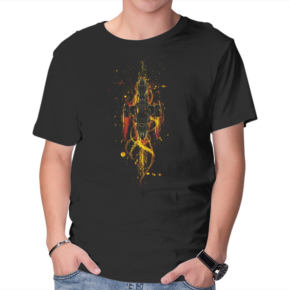 Unisex Crew Neck T-Shirt The Shiniest Space Ship V2 Graphic Short Sleeve Casual Tee XXL