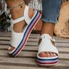 Thick Bottom Sandals Summer New Peep Toe Hollow Candy Color Metal Buckle Female Shoes Casual Beach Sandalias Mujer Romanas Shoes
