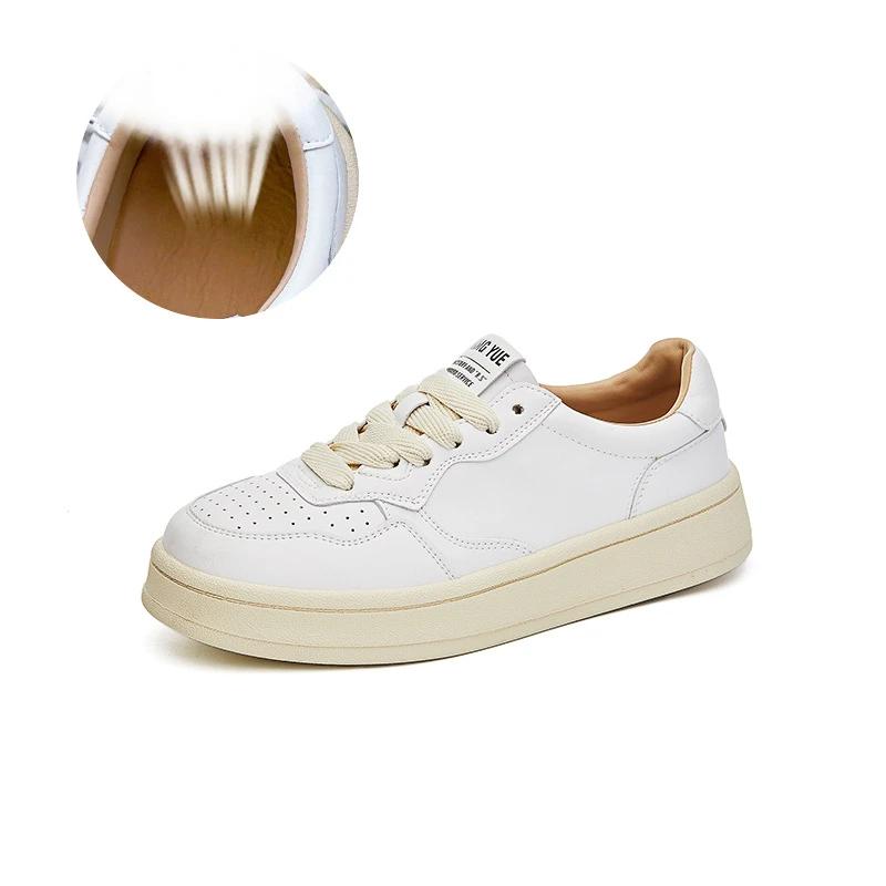 Fujin 3.5cm Cow Genuine Leather Women Flats Spring Vulcanize Chunky Sneaker Loafer High Brand Platform Autumn Vulcanize Shoes