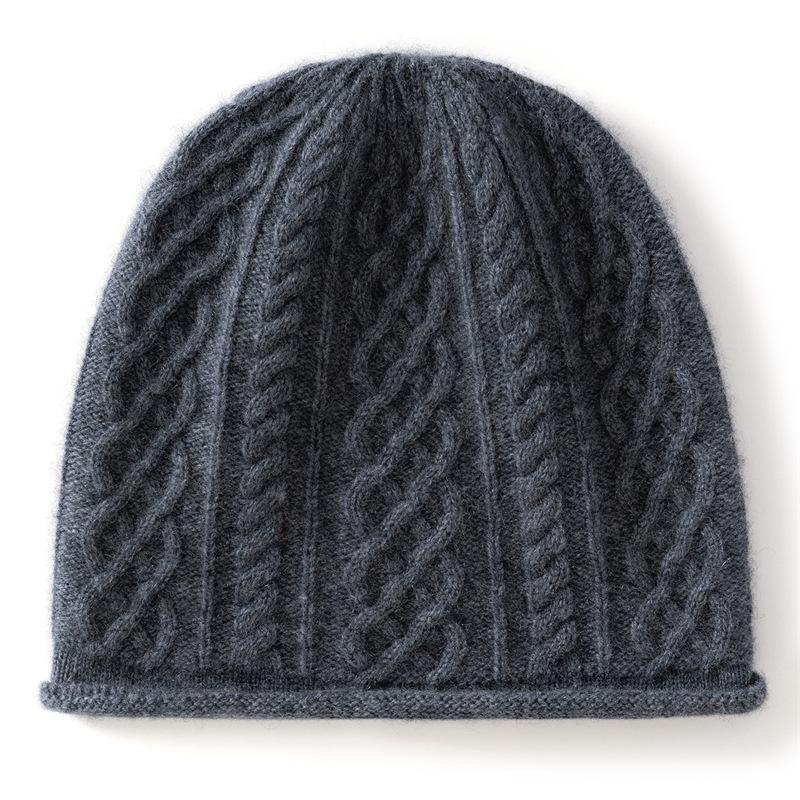 New autumn and winter cashmere classic three-dimensional twist pattern knitting simple, gentle, warm and cold-proof men's and women's knitted hats