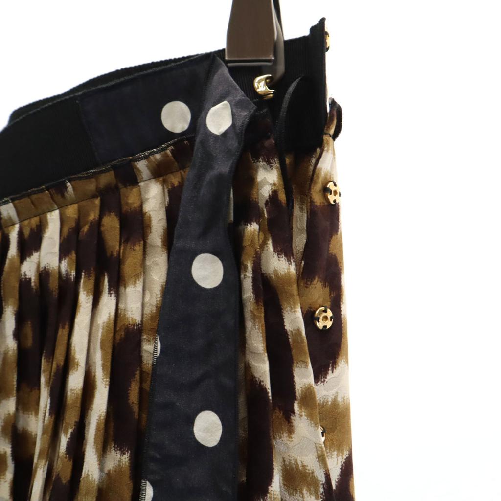 Louis Vuitton Französische Seide Leopardenmuster Mini Länge Plissee Rock Damen Gebraucht