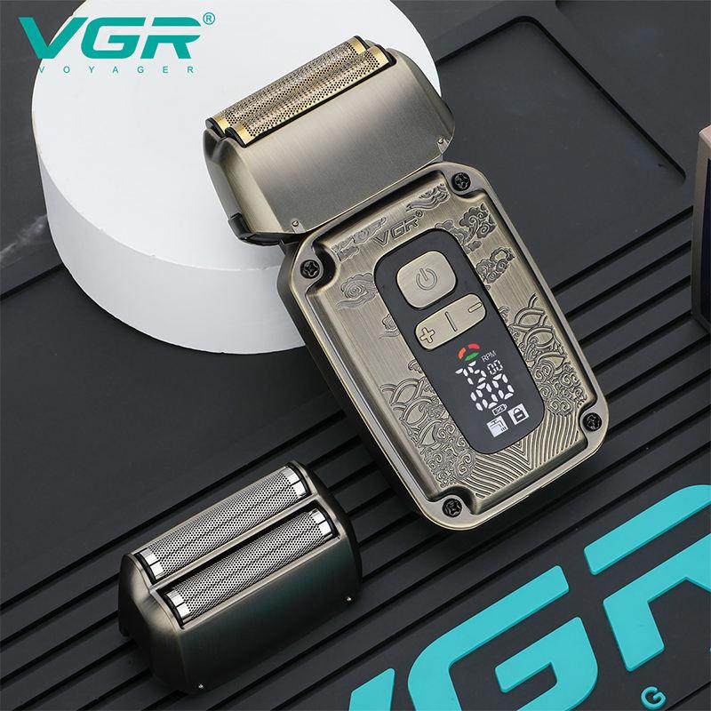 New VGR 642 3-in-1 Metal Retro Engraved Hair Clipper Set for Men Deep Cleaning, Smart LED Digital Display, Electric Trimmer & Waterproof Shaver