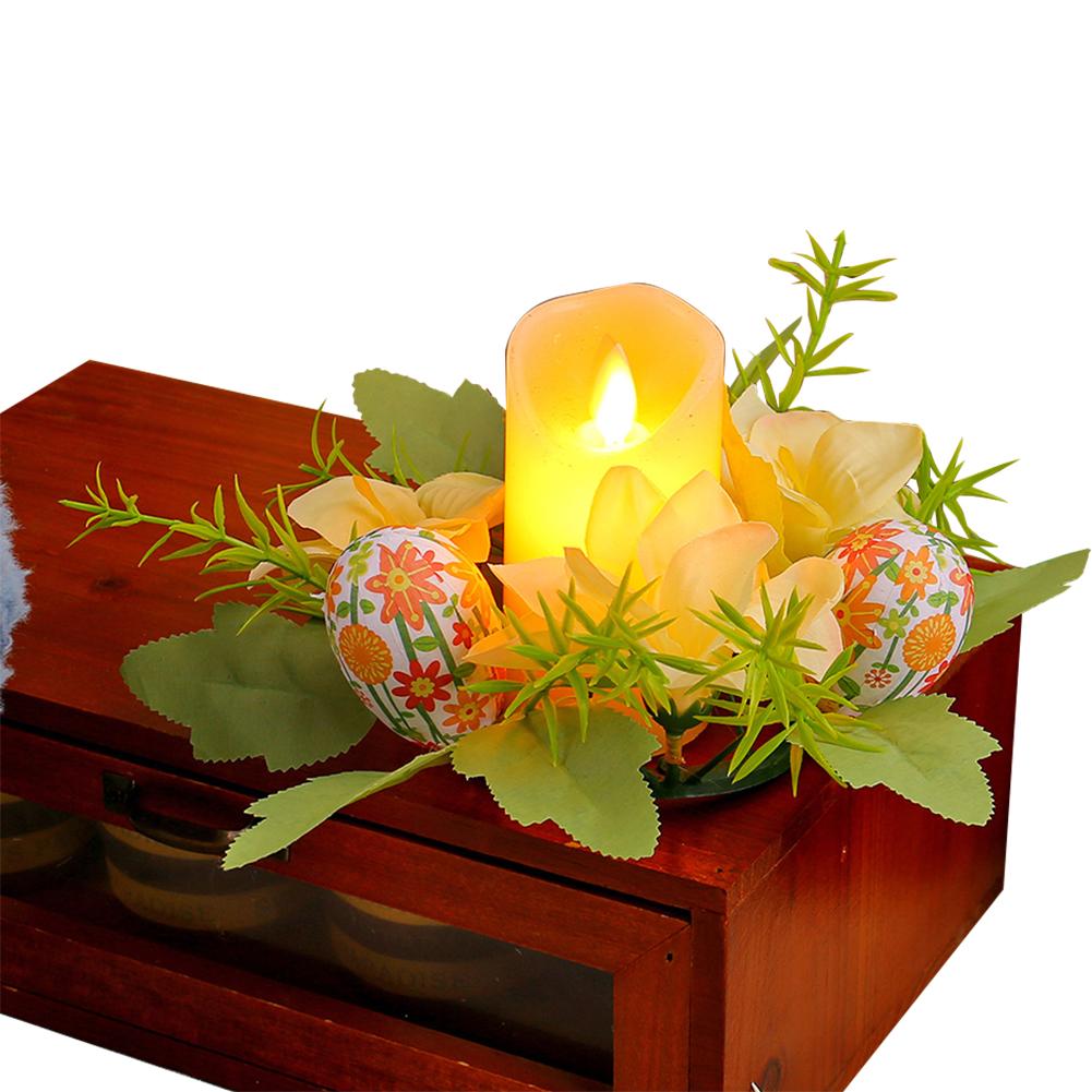 Easter Egg Wreath Easter Flower Decorations Exquisite Spring Wreath Decor Diameter 20cm Candle Holder Ornament for Holiday Party