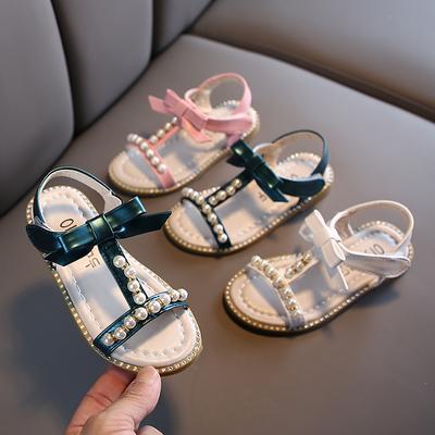 Sandalias para niñas Zapatos de princesa de verano Sandalias de estudiantes con perlas Zapatos de playa para bebés
