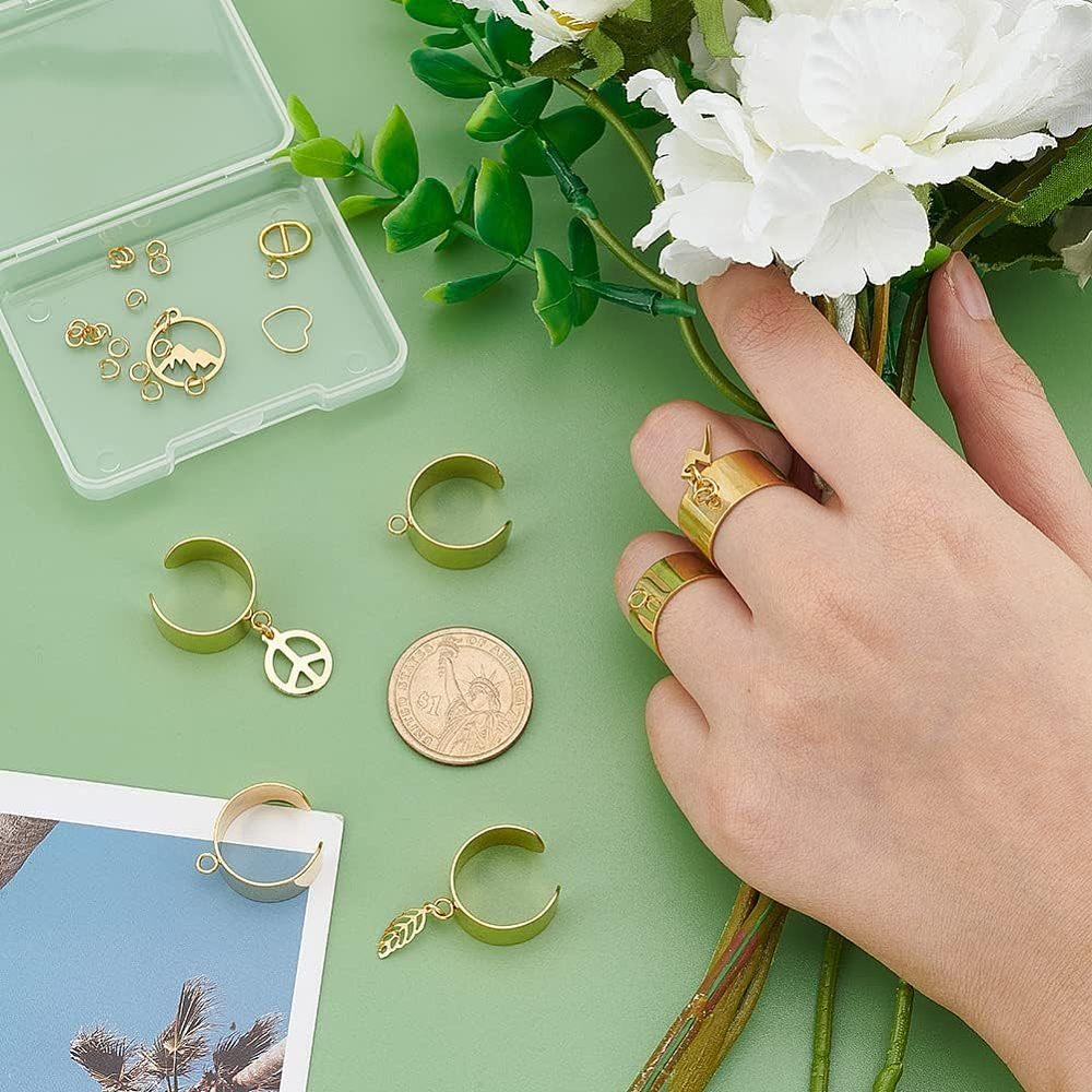 DIY Charm Cuff Ring Making Kit Including Stainless Steel Open Ring Findings