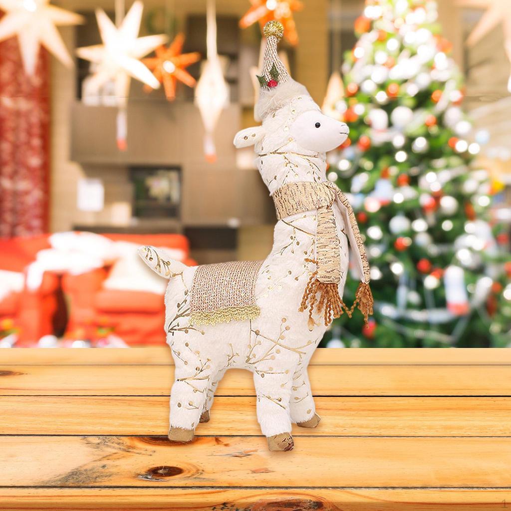 Alpaca Figurine Ornament Doll Christmas Standing for Office Holiday