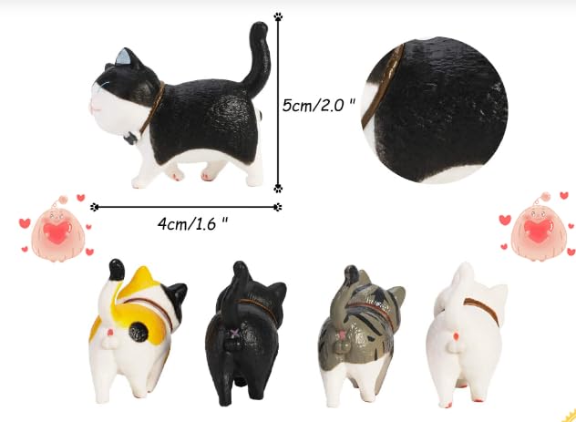 MAYJAI Mini Cat Figurines with Rotating Nordic 9 Kitten Bedroom Toy Holiday Dark Colors Cute Cat Figurines with Movable Decorative Garden Popular Cat