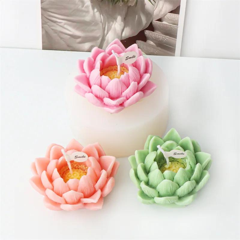 Lotuskerze Silikonform DIY Blume Aromatherapie Seife Geschenke Handgemacht Harz Gips Herstellungswerkzeug Schokoladenform Kuchen Dekor