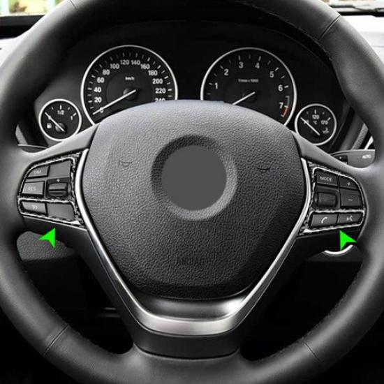 Carbon Fiber Steering Wheel Button Cover Trim For BMW 3 Series GT F30 F34 13-19