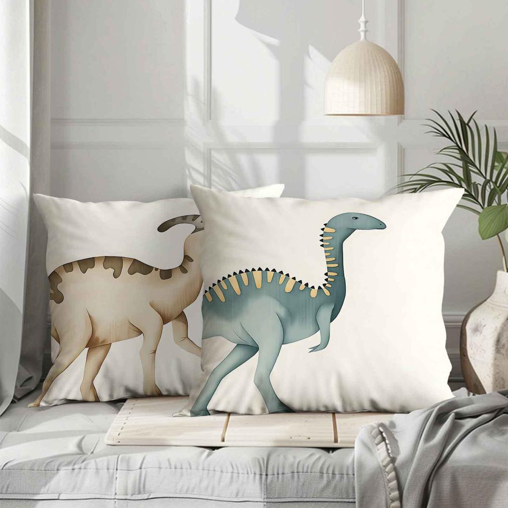 Jurassic Dinosaur Theme Digital Printing Pillow Cover Short Plush Suitable Living Rooms Bedrooms Sofas Throw Cushion Cover