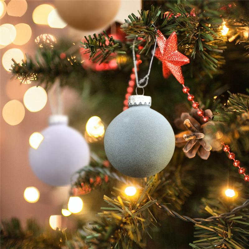 

BAAU 12PCS Velvet Christmas Ornaments Ball Flocked Plastic Shatterproof Xmas Ball Holiday Party Hanging Decorations