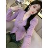 French Red Bubble Sleeve Knit Top - 2025 Autumn/Winter Slim Fit Women's Base Layer