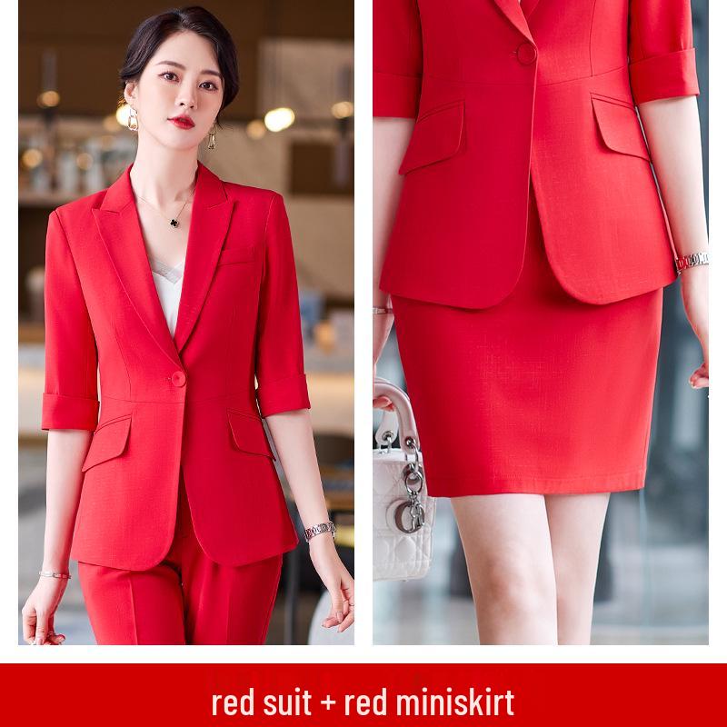 

Весенний женский красный блейзер с рукавом три четверти 2025: Стильная и профессиональная рабочая одежда M