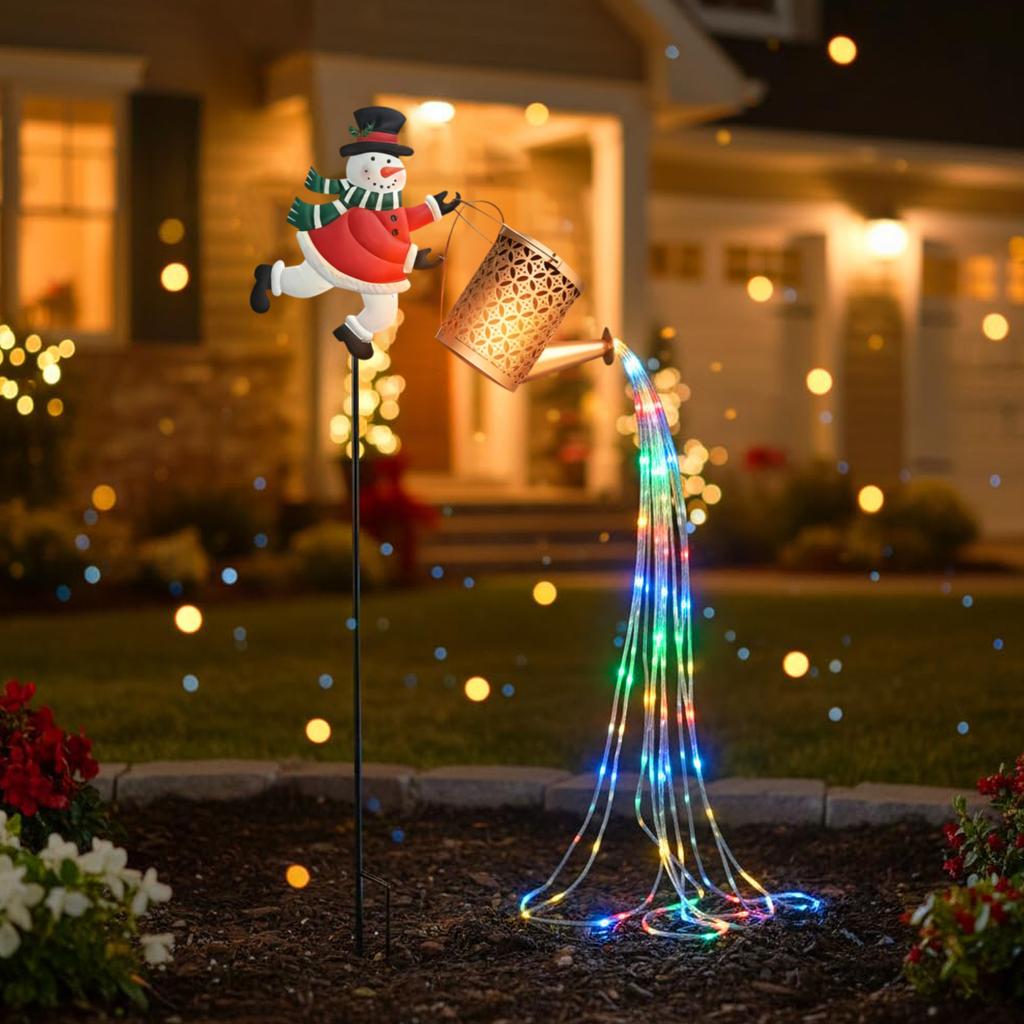 Christmas Patio Decorations, Solar-powered Christmas Snowman Lights, Warm-colored Lights