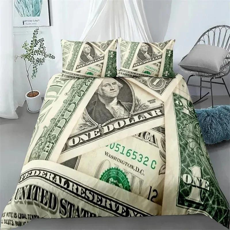 3D Printed Dollar Bills  Bedding Set,Duvet Cover Comforter Bed Set Quilt Cover Pillowcase,King Queen Twin Size Boys Girls Adults