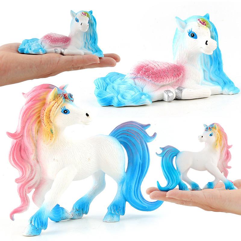 Adorable Unicorn Rainbow Horse Static Model Pvc Figurine Ideal For Children's Play
