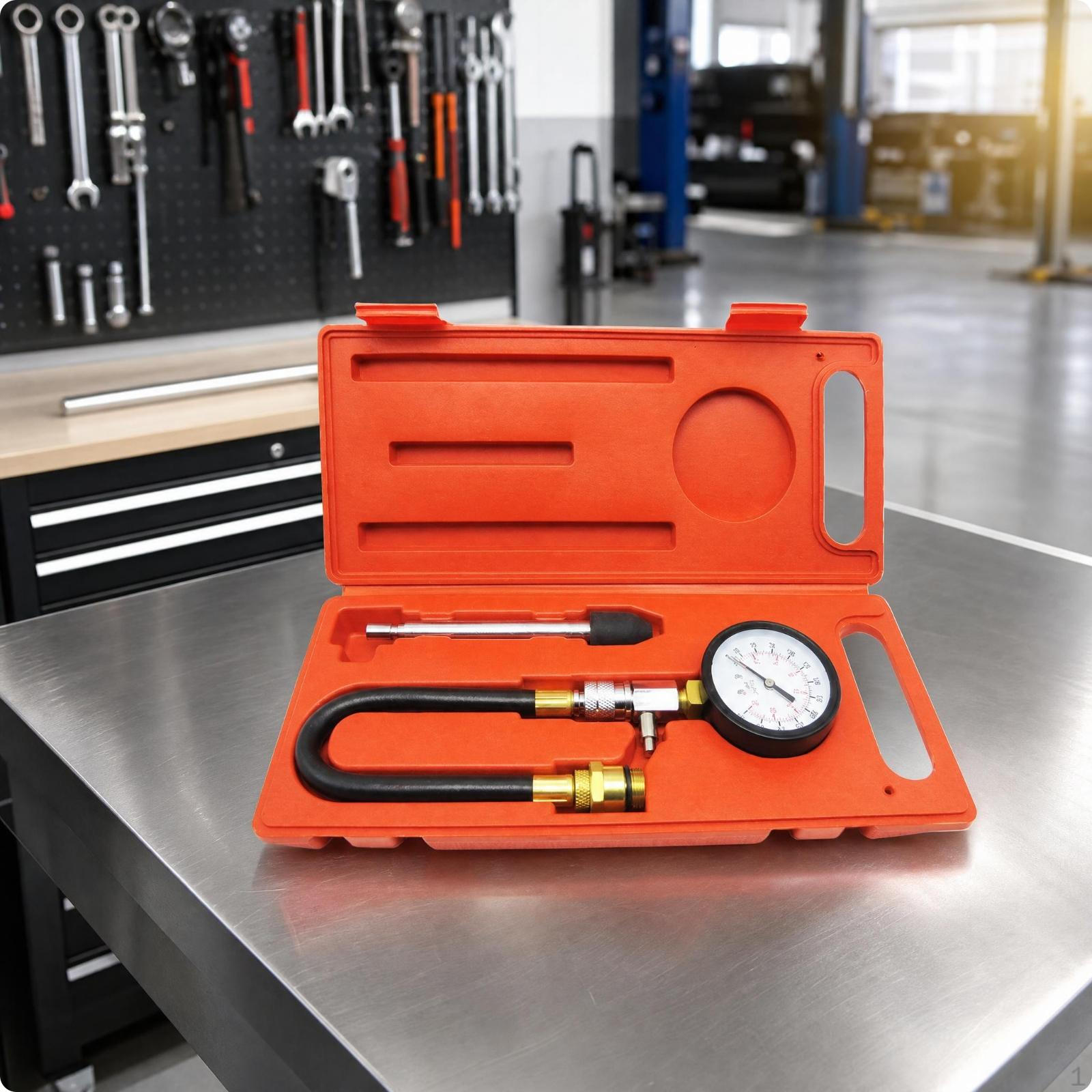 Cylinder Pressure Testing Kit Orange Hard Mechanical Assembly Compression Tester Molded Storage