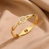 Luxury Stainless Steel Tree of Life Bracelet For Women Men Golden Cubic Zircon No Fade Color Lucky Cuff Bangle Jewelry
