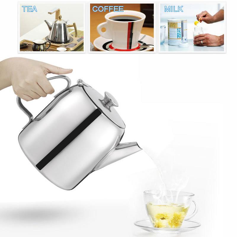 Stainless Steel Teapot Coffee Pot Kettle With Filtering Holes Support Stove Cooking Home Kitchen Bar Coffee Shop Accessories