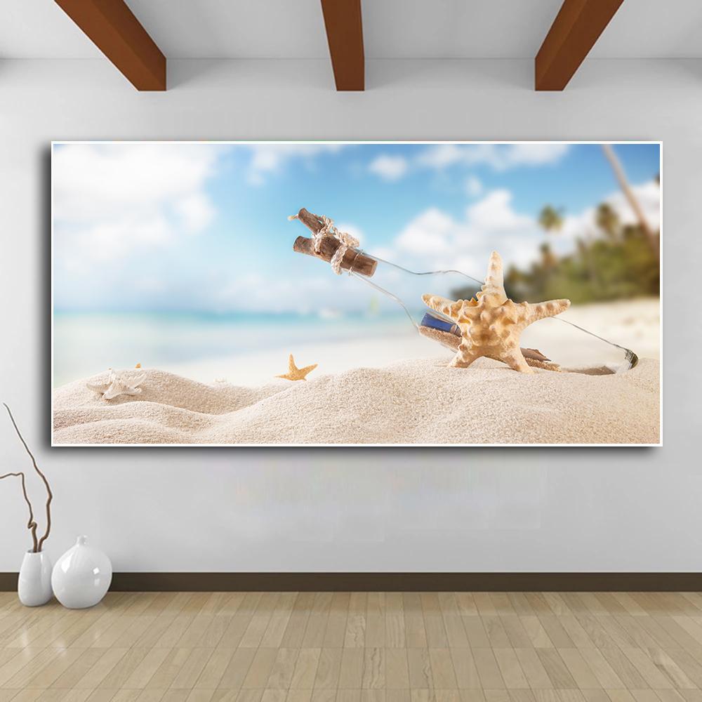 Starfish Seashells Beach Canvas Painting Shell Sea Wall Art Seascape Wall Pictures Poster for Living Room Bedroom Office Decor