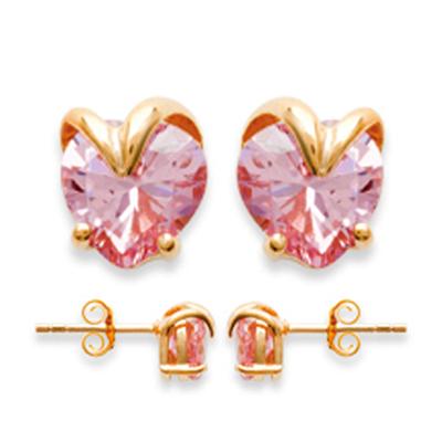 [D7235] - Gold Plated Earrings 'Coeur Révérence' Rose Gold - 6x6 Mm