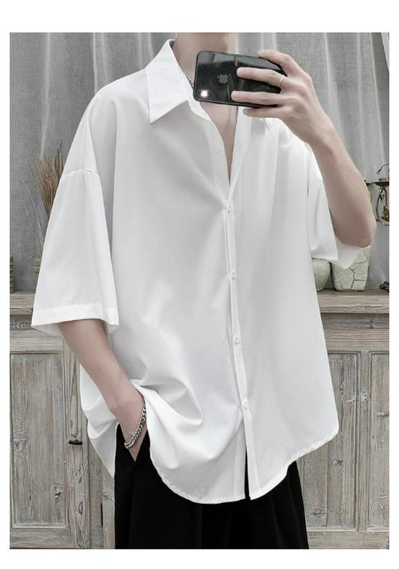 Men's Summer Ice Silk Short-Sleeve Shirt: Casual, Ascetic Style, High-End Feel