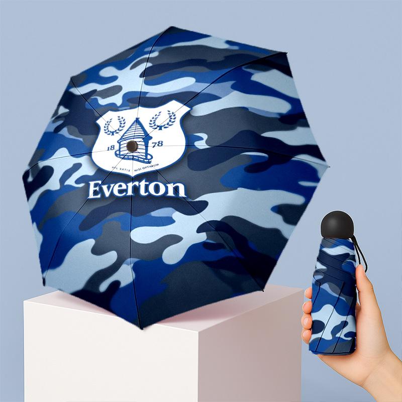 Everton Football Pattern Printed Mini 5 Folds 8 Ribs Compact Umbrella Windproof Waterproof Lightweight Portable Folding