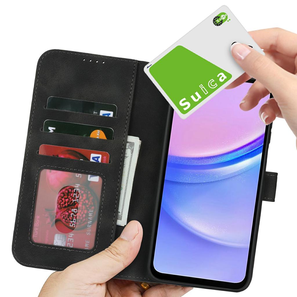 For Samsung Galaxy A15 5G Wallet Case Double Folded Edge Skin Touch PU Leather Flip Phone Cover