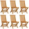 Garden Chairs with Beige Cushions 6 Pcs Solid Teak Wood