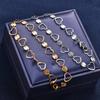 Niedliches rundes geprägtes Edelstahl-Herz-Armband Glied Handkette für Frauen Mädchen Armband Armreif Fußkettchen Metall Sommerschmuck