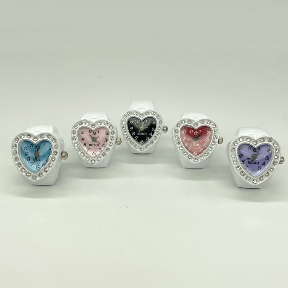 Gift Jewelry Clock Elastic Stretchy Rings Round Quartz Finger Rings Ring Watch Digital Watch