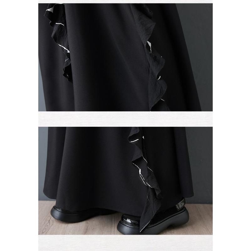 DIMANAF 2026 Spring Summer Plus Size Women Long Skirts Elastic Waist Trousers Oversize Fashion Lady Clothing Black