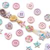 10Pcs Round Heart Pentagram Decorative Wood Buckle Handmade DIY Doll Costume Button