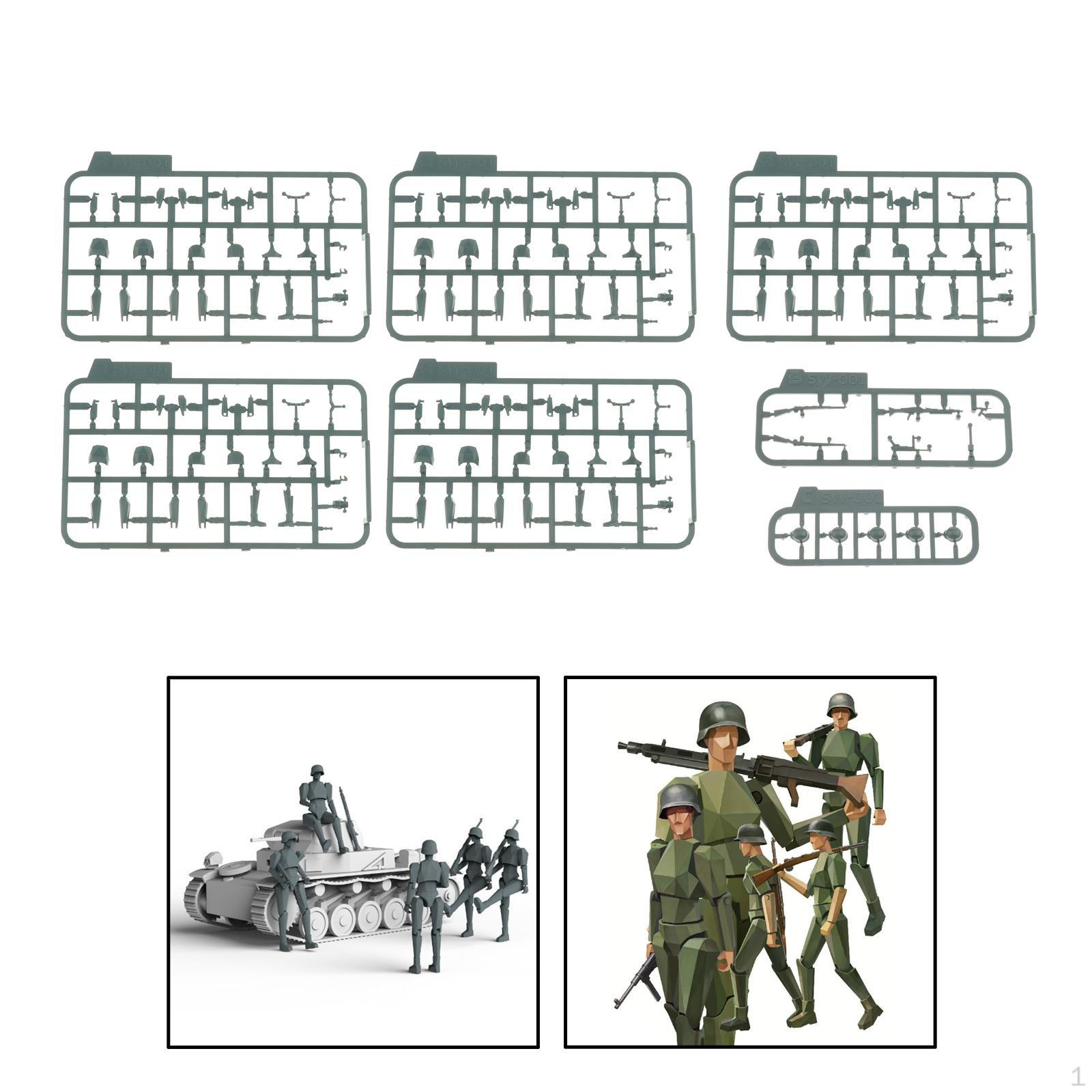 1 Set 1:35 Scale Soldier Figure Model Kit Assembly for Table Decor Set, Building