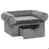 VidaXL Canapé pour Chien avec Tiroir Gris 75x50x38 cm Peluche Sofa Animaux 171076