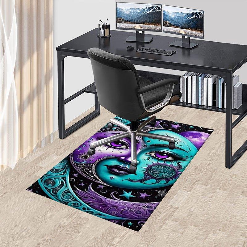 "Starry Night Moon Face Art Print - Celestial Wall Decor"Office Mat Home Decor Office Desk Chair Carpet for office ph149