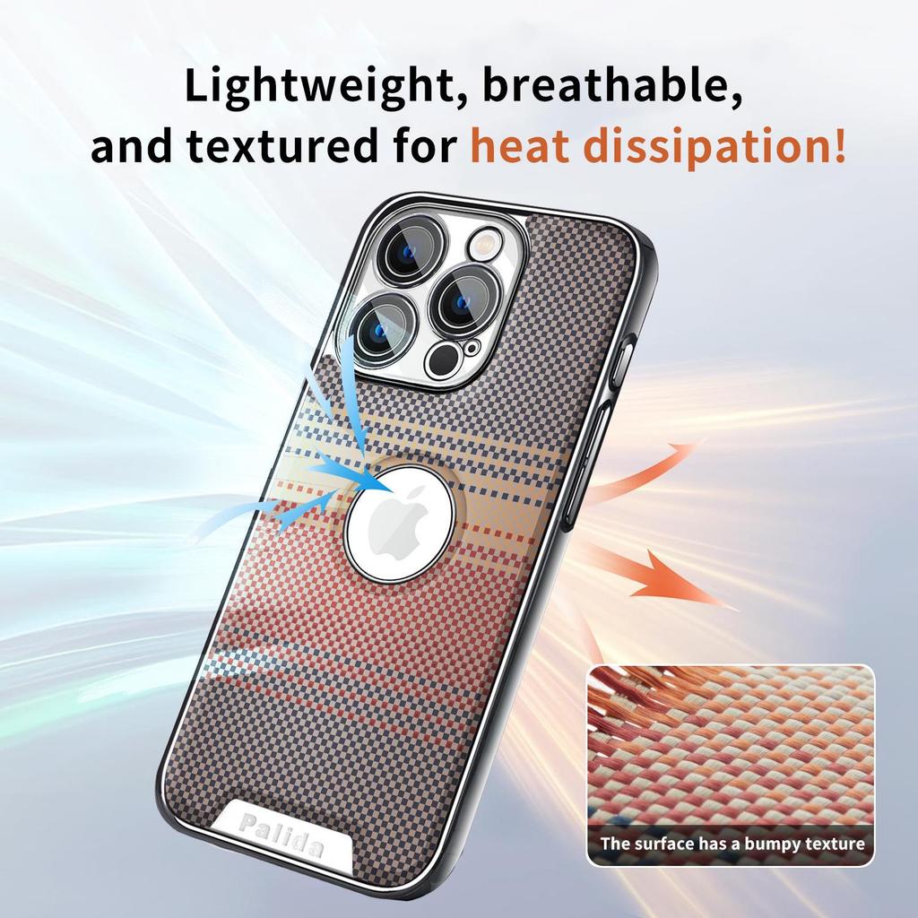 Kevlar Leather Texture Electroplated Anti-Drop Case for iPhone 16 Pro Max/17 Full Cover