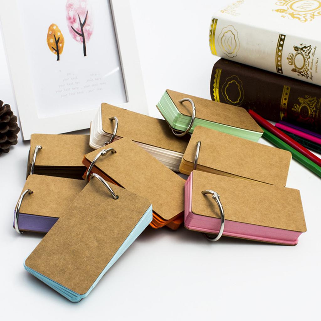 Pack Of 50 Sheets Index Card 3.5x2Inch Small Study Card Unlined Note Card with Binder Rings for Office School Studying