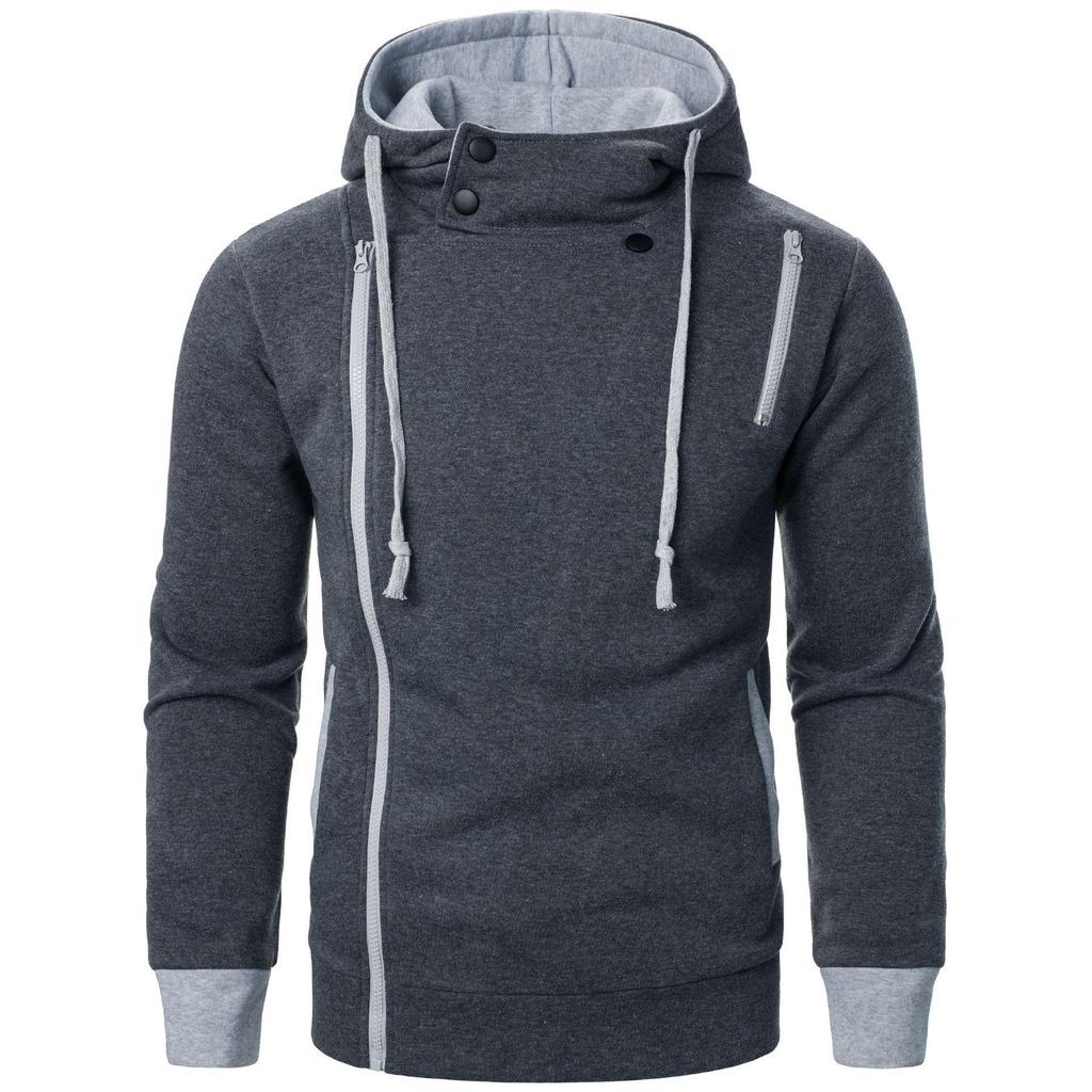 Men's Casual Side Zip Hooded Cardigan Sweatshirt