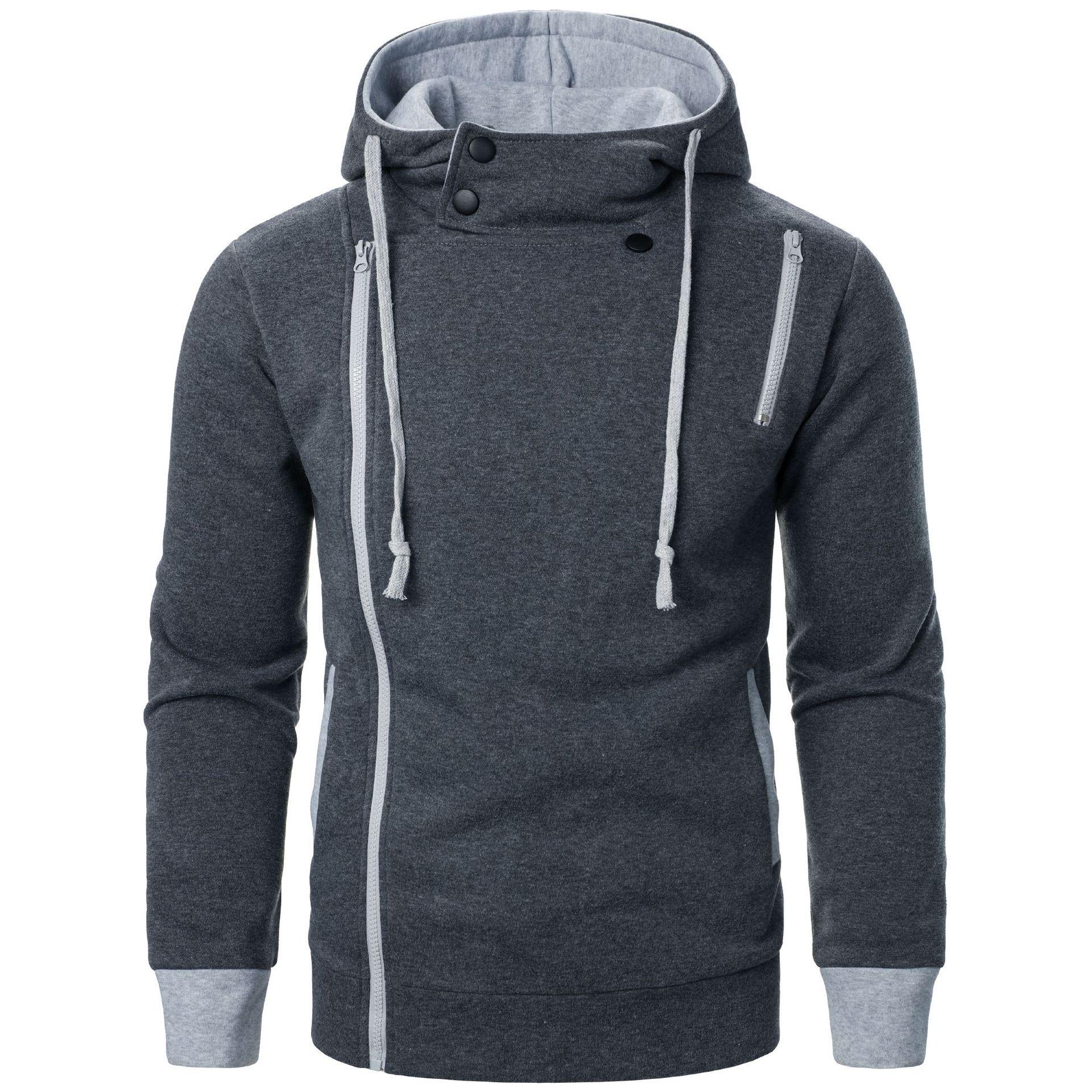 

Men s Casual Side Zip Hooded Cardigan Sweatshirt L темно-сірий
