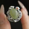 Ventfille   Copper Hotan Jade Ring For Women Lotus Leaf Flower Red Agate Retro Ethnic Jewelry Gift Dropshipping