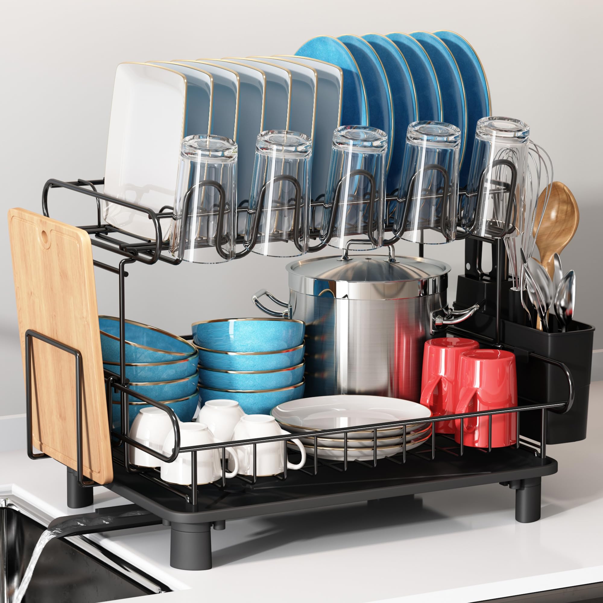 

MAJALiS Сушилка для посуды Сушилка для посуды Сушилка для посуды Сушилка для посуды Сушка для посуды Мизукири Мытье Автоматическая Легко 2 Длина 42 x Ширина 31 x Высота 32 СМ Сушилка, Сушилка, Держатель, чёрный