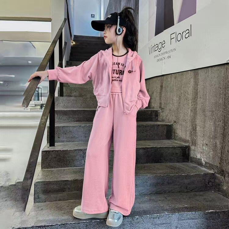 Trendy Girls' Spring Style Children's Shirt, Loose Casual Pants Two-piece Set