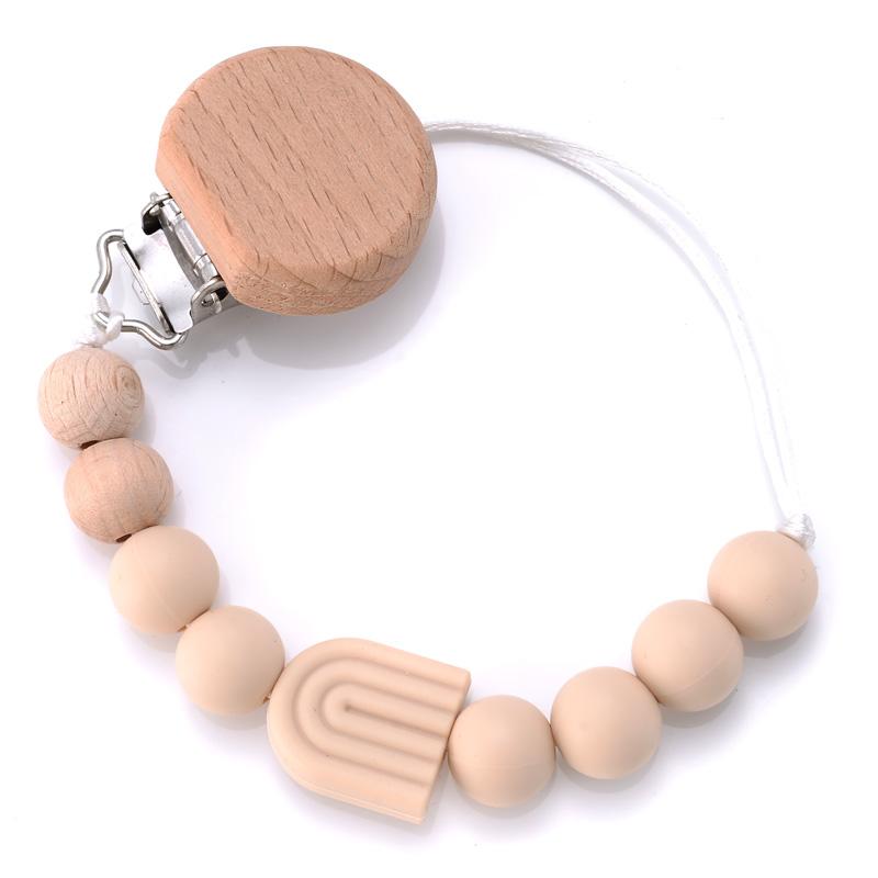 Baby Pacifier Clips Silicone Beads Wooden Crochet Ball Teething Ring Chain Nipple Clamp Dummy Holder Clip Chew Accessories
