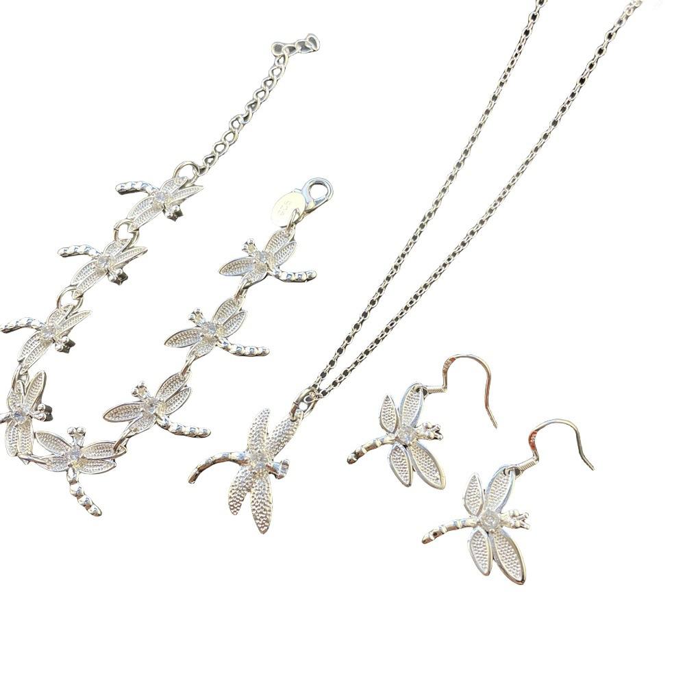 Boutique Jewelry Set Dragonfly Pendant Necklace Bracelet Earrings