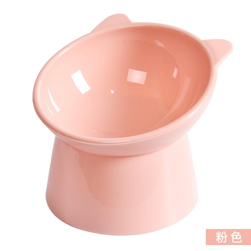 High-legged Cat Bowl Nordic Style Cartoon Neck-guard Anti-overflow Plastic Elevated Prevent Cervical Disease Pet Bowl