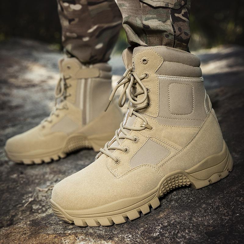 Large size high-top outdoor hiking shoes training tactical combat boots wear-resistant and comfortable