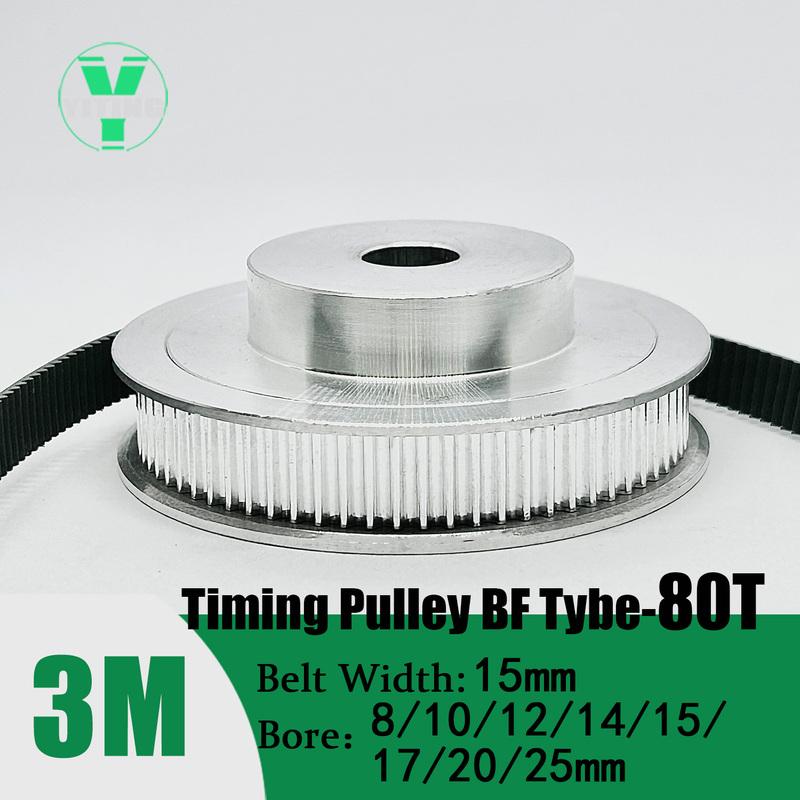 HTD3M 40T 80Teeth Timing Pulley Belt Set Belt Width 15mm Bore 5~25mm Reduction 2:1 Deceleration 3M Pulley Kit Synchronous Wheel