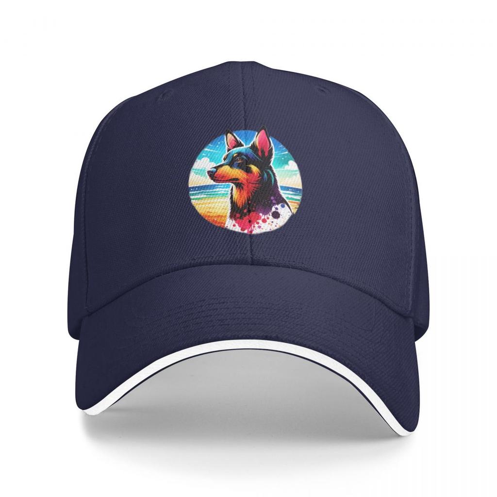 Australian Kelpie Beach Background Baseball Cap Golf Hat Man   Luxury Womens  Outlet 2025 Mens