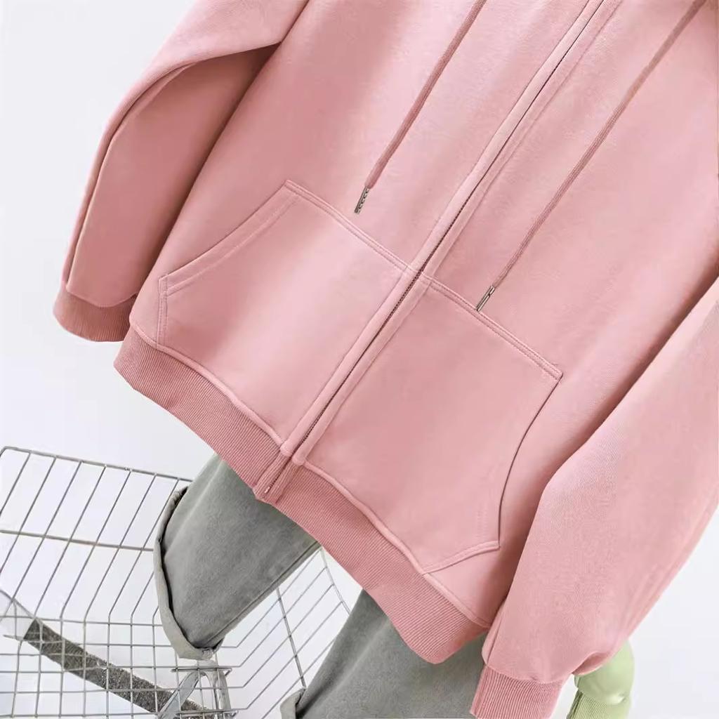 Multi Colored Hooded Women's Fleece Hoodie Autumn Winter Velvet Hoodies & Sweatshirts Casual American Retro Jacket Trend